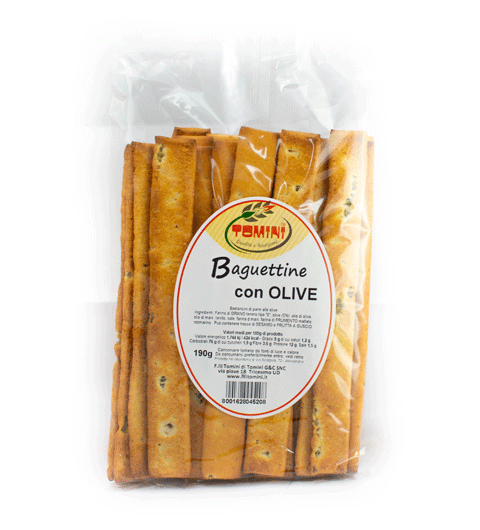 TOMINI “LE BAGUETTINE” ALLE OLIVE 190 G